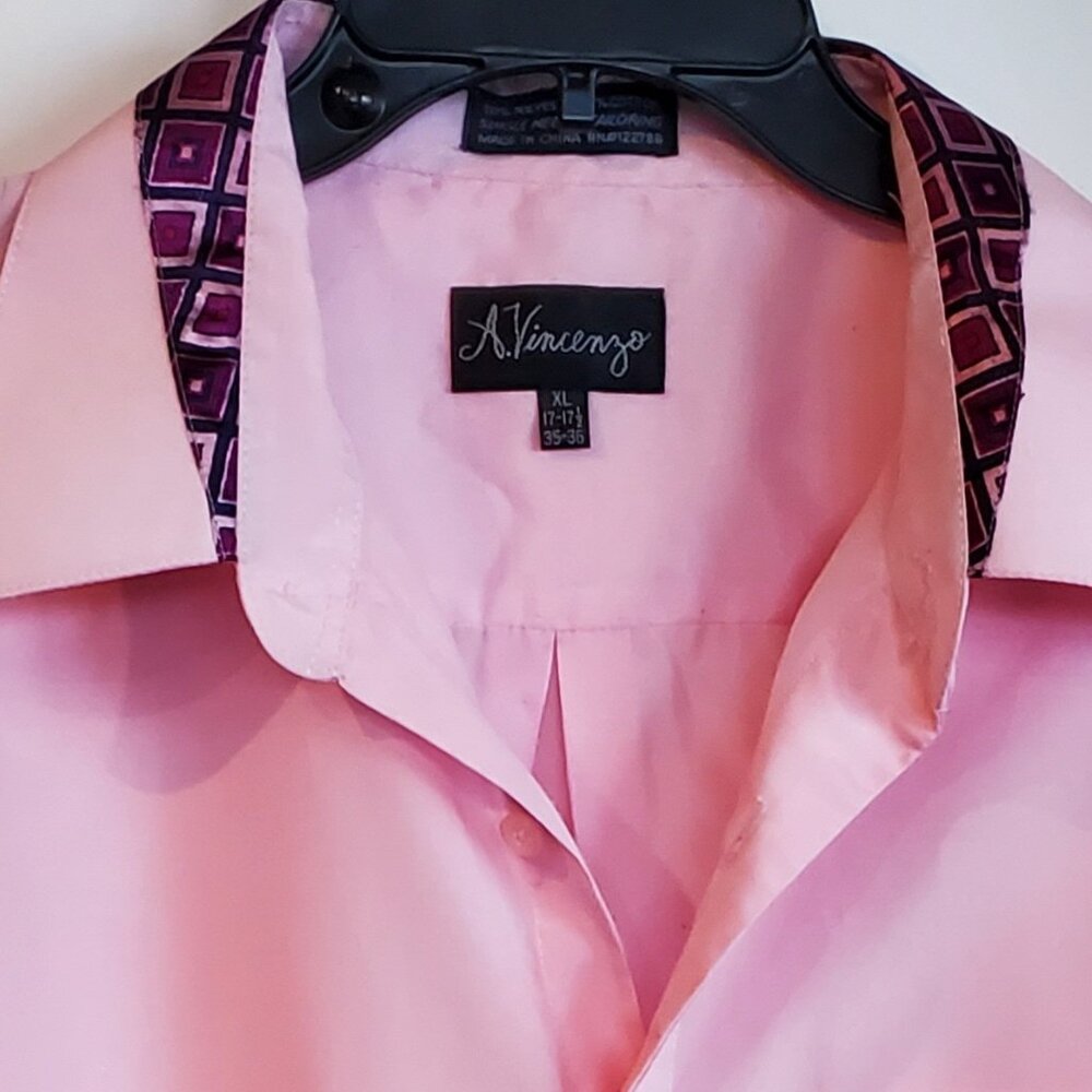 A. Vinienzo Pink Long Sleeve Mens Dress Shirt